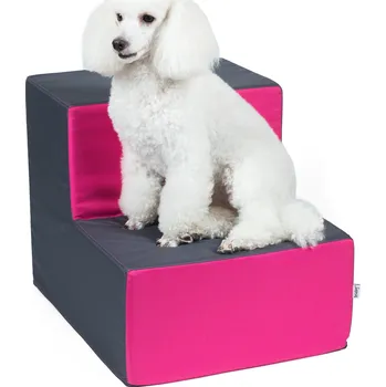 Schody a rampa pro psa Iridog Schody pro psy STEPPIE no.3 šedo růžové d50 x v40 x š40 cm