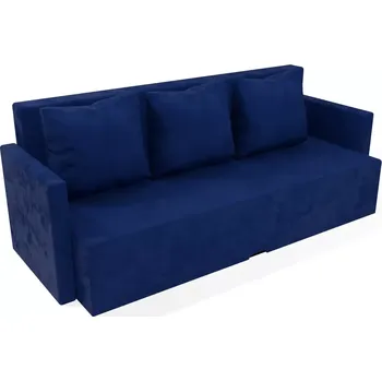 Pohovka Čalouněná rozkládací pohovka Karin s područkami - Modrá, Molitanová 12 cm, Bez taburetu