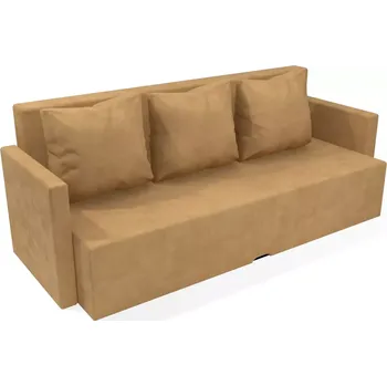 Pohovka Čalouněná rozkládací pohovka Karin s područkami - Béžová, Molitanová 12 cm, Bez taburetu