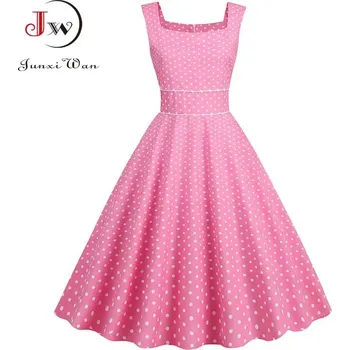 Dámské šaty Retro šaty áčkového střihu JW943 Velikost: S, Barva (Varianta): pink dot dress