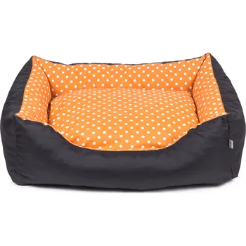 Pelíšek pro psa Iridog Pelech pro psa ZIPPY 2v1 no.1 černý s oranžovým puntíkem v20 x d55 x š40 cm