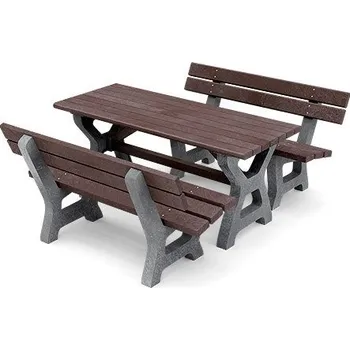 Zahradní sestava TRANSFORM TRAPLAST Piknik set SÁRA smontovaný, Šedá + Hnědá