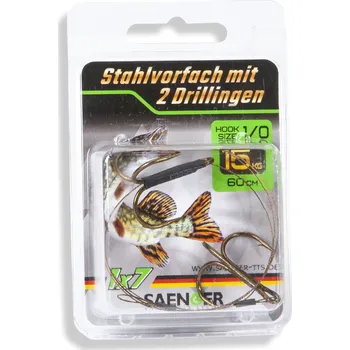 Saenger krimpované lanko s dvěma trojháčky, vel. 1, 60 cm/15 kg