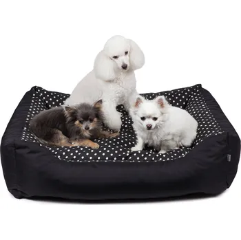 Pelíšek pro psa Iridog Pelech pro psa ZIPPY 2v1 no.4 černý puntík v26 x d85 x š70 cm