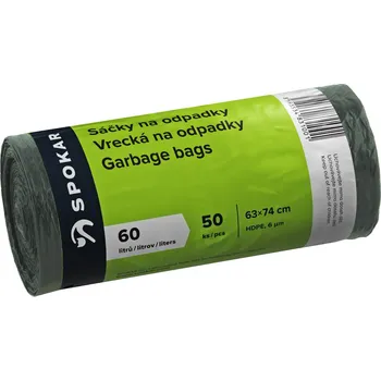 Pytle na odpadky SPOKAR a.s. SÁČKY NA ODPADKY HDPE 60 litrů Vyberte velikost balení: 20 kusů v roli