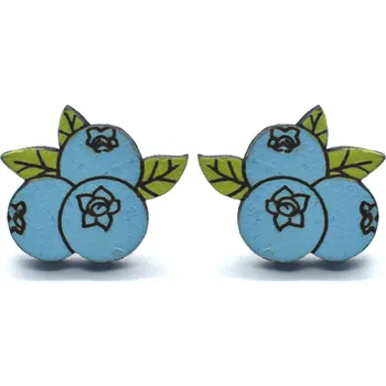 Náušnice Pehucraft Dřevěné náušnice borůvky ph0110