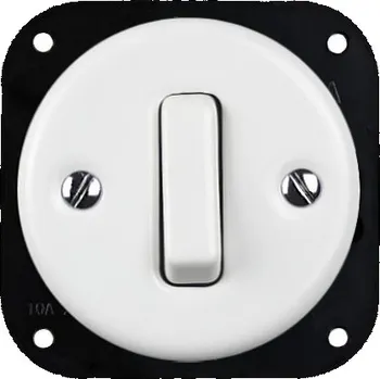 Elektrická zásuvka Elhard KV1002W Keramik tlačítko - kulaté, klapka, bílé