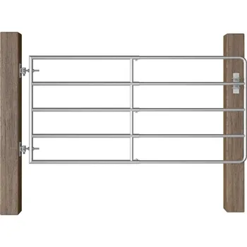 vidaXL Brána na pastvinu ocelová 5 tyčí (95–170) x 90 cm stříbrná [145985]