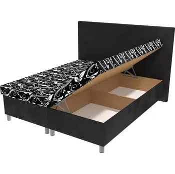 Postel Manželská postel Maka na nohách s hladkým čelem a úložným prostorem - 170 x 195 cm, Bez navýšení, Molitanová 12 cm