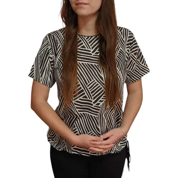 Dámská halenka Halenka Pratto béžová s černým vzorem s mašlí velikost pratto: 52