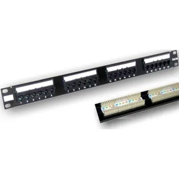 Patch panel W-star Patch panel 19" 1U rack, 24port RJ45, osazený, narážecí Cat5e, černá, PP24RJ45