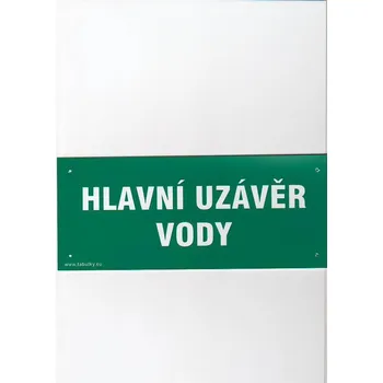 Značení tabulka - HLAVNÍ UZÁVĚR VODY 210x87mm PH