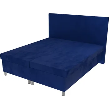 Postel Manželská postel Emma na nohách s hladkým čelem a úložným prostorem - Modrá, 170x195 cm, Bez navýšení, Molitanová 14 cm