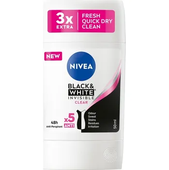 Nivea, Black&White Invisible Clear antiperspirant v tyčinke 50 ml