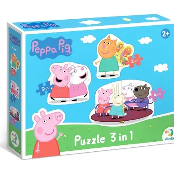 Puzzle DODO Puzzle Prasátko Peppa: Kamarádi 3v1 (2,3,4 dílků)