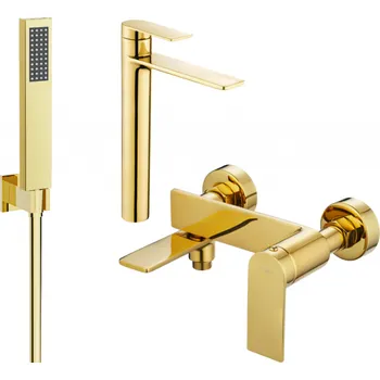 Vodovodní baterie Mexen Zero R02 vanová sada, zlatá - 71113R02-50 Bateriové soupravy