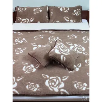 přikrývka Přikrývka z velbloudí vlny - Rose + velbloud ecru 160 x 200 cm