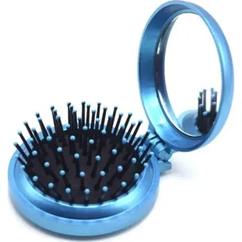 hřeben Metalický kartáč na vlasy | skládací hřeben se zrcátkem - Modrá
