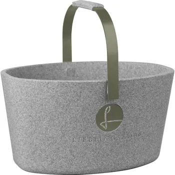 Nákupní košík Milovaný košík šedý s olivově zelenou - LIEBLINGSKORB Basic silver grey oliv