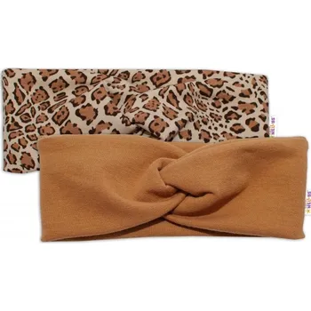 BABY NELLYS Dětské čelenky Gepard, sada 2 kusů - hnědá, gepard, vel. 92/98, Velikost koj. oblečení 92-98 (18-36m)