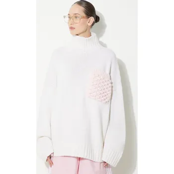 Dámský svetr Vlněný svetr JW Anderson Textured Patch Pocket Turtleneck Jumper, S, béžová, 01X