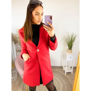 Dámský kabát Dámský kabát v červené barvě na knoflík, VELIKOST S