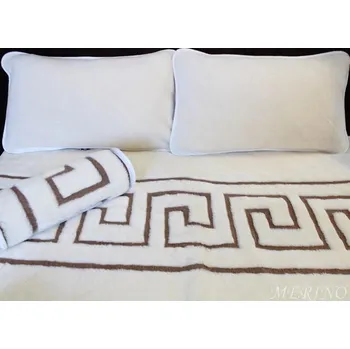 přikrývka Přikrývka z kašmírové vlny - Greko hnědá + kašmír ecru 200 x 200 cm