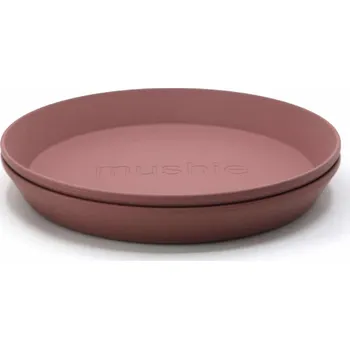 Talíř Mushie kulatý talíř 2 ks Barva: woodchuck