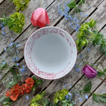 OPTIMO HANDPAINTED miska 15 cm, červený pruh, G. Benedikt 1882 (Porcelánová miska 2. jakost)