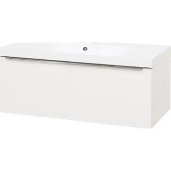 Koupelnový nábytek Mailo, koupelnová skříňka s umyvadlem z litého mramoru 101 cm, bílá, úchytka: chrom CN517M