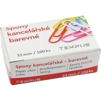 Kancelářská sponka Spony kancel.Tempus barevné 33mm 100ks - tp5025