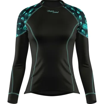 Dámské termoprádlo Dámské funkční triko s dlouhým rukávem BIRD černá Bamboo Light New - Azurová / XL