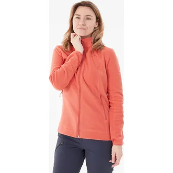 Pánská mikina QUECHUA Dámská turistická fleecová mikina MH 100 XS ORANŽOVÁ|ČERVENÁ