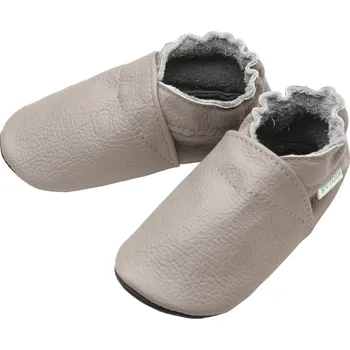 Capáčky EVTODI Kožené capáčky s koženou podrážkou světle šedé 4-5 let Šedá 28