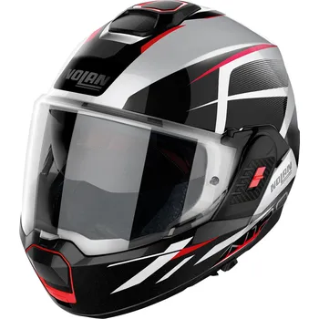 Helma na motorku Nolan N120-1 Nightlife N-Com Metal White 27 Překlopná přilba Velikost: XS