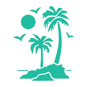 Samolepící dekorace SAMOLEPKA Ostrov 002 levá palmy a moře (25 - tyrkysová) NA AUTO, NÁLEPKA, FÓLIE, POLEP, TUNING, VLASTNÍ TEXT, TISK, AUTOSAMOLEPKY.cz, POLEPY, OBRÁZEK, LOGO, SAMOLEPKY