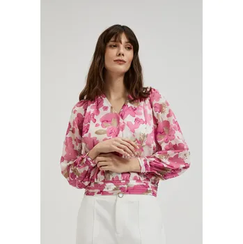 Dámská halenka s výstřihem do V MOODO - růžová Marisse bílá | kaki | krémová | růžová | fuchsiová | vícebarevná | vícebarevná 2710489