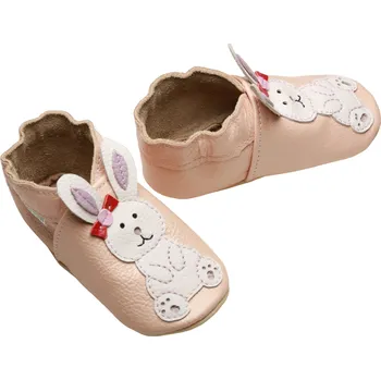 Capáčky EVTODI Kožené capáčky s koženou podrážkou králíček 6-12 měsíců Béžová 19,5