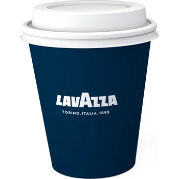 Jednorázové nádobí Lavazza papírový kelímek s víčkem na kávu modrý 80 ml