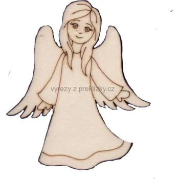 Dřevěná hračka Dřevěný výřez z překližky, ANDĚLKA ANDULA, 9,5x11cm, 1ks