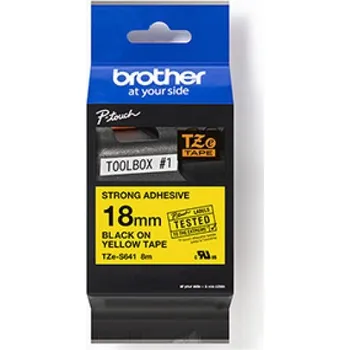Pásek do tiskárny Brother TZe-S641 - Extra silné lepidlo - černá na žluté - Role (1,8 cm x 8 m) 1 kazeta/y lamino páska - pro Brother PT-D600; P-Touch PT-1880, D450, D800, E550, E800, P900, P950; P-Touch EDGE PT-P750