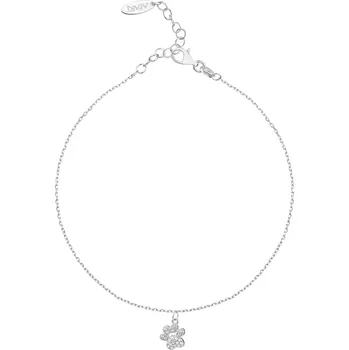 Náramek Stříbrný náramek na kotník, zirkony - tlapka - AP538-1221