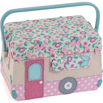 Organizér galanterie Koš na šití, pletení a háčkování - Karavan (Koš na šití, pletení a háčkování - Karavan)