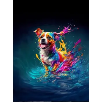 Panel- Teplákovina Barevný psík 80x60cm