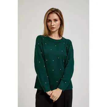 Dámský svetr Svetr s kamínky Moodo černá | zelená 2570772