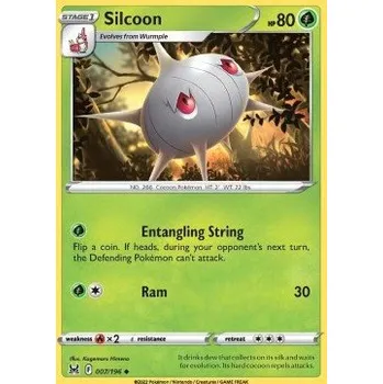 Volný čas Pokémon LOR 007/196 Silcoon - Lost Origin Stav: Near Mint, Verze: NORMAL