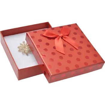 Dárková krabička JK Box Červená dárková krabička s puntíky a mašličkou KC-5/A7 + 2 měsíce na vrácení zboží