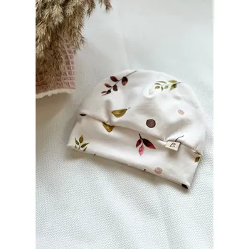 Kojenecká čepice Stylová čepička pro miminko - podzimní lístky Velikost čepičky: 38 (2-4měsíce)