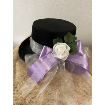 Svatební dekorace Cylindr na auto s růží lila