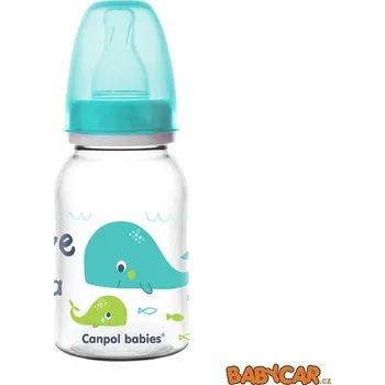 Kojenecká láhev CANPOL BABIES láhev s potiskem LOVE&SEA 120ml Tyrkysová